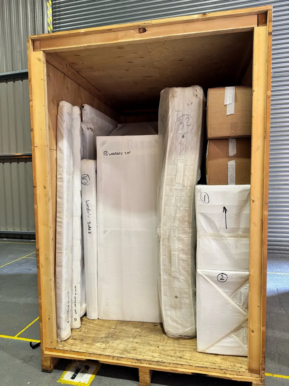 A packed storage container